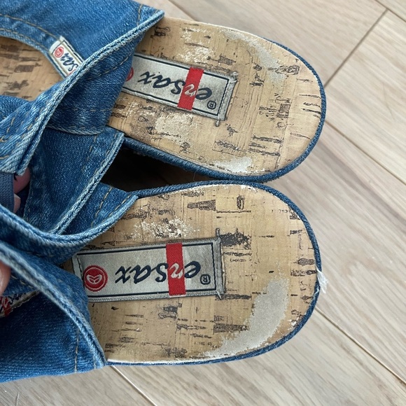 Ersax Denim Slingback Wedge Sandals size 40 - Picture 6 of 8